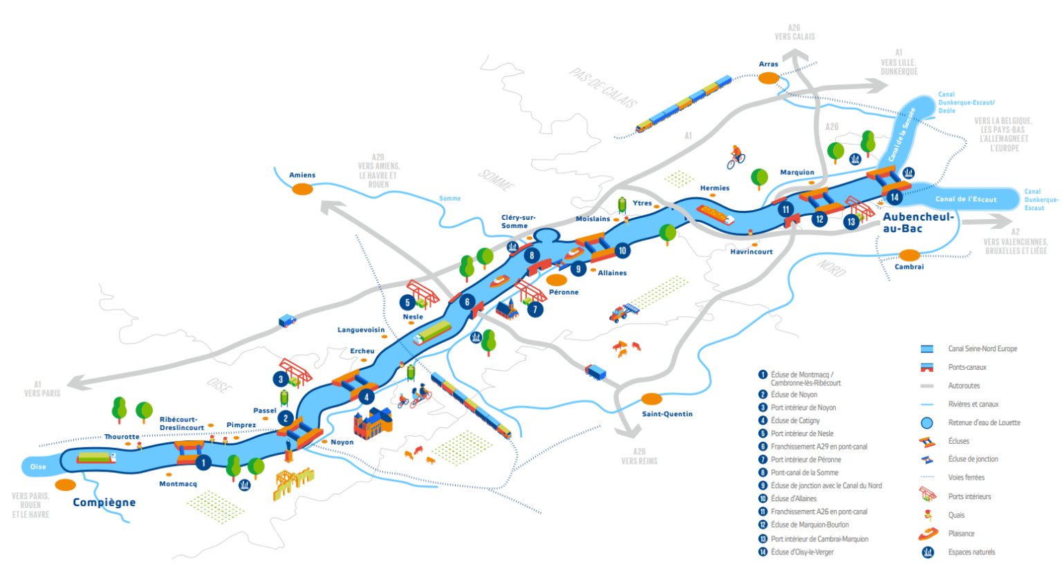 Carte du projet Canal Seine-Nord